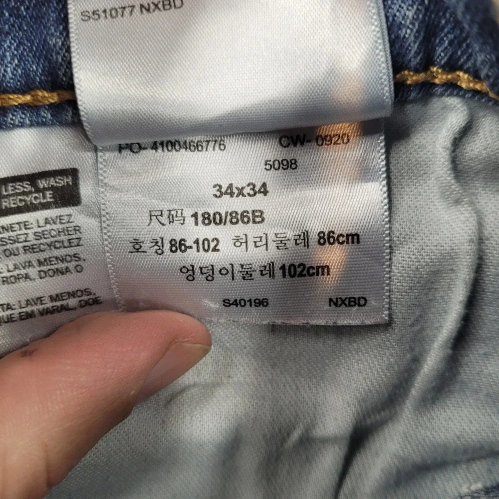 Levi's‎ 511 Slim Jeans Mens 34x34 Blue Distressed Denim Stretch Pant S40196